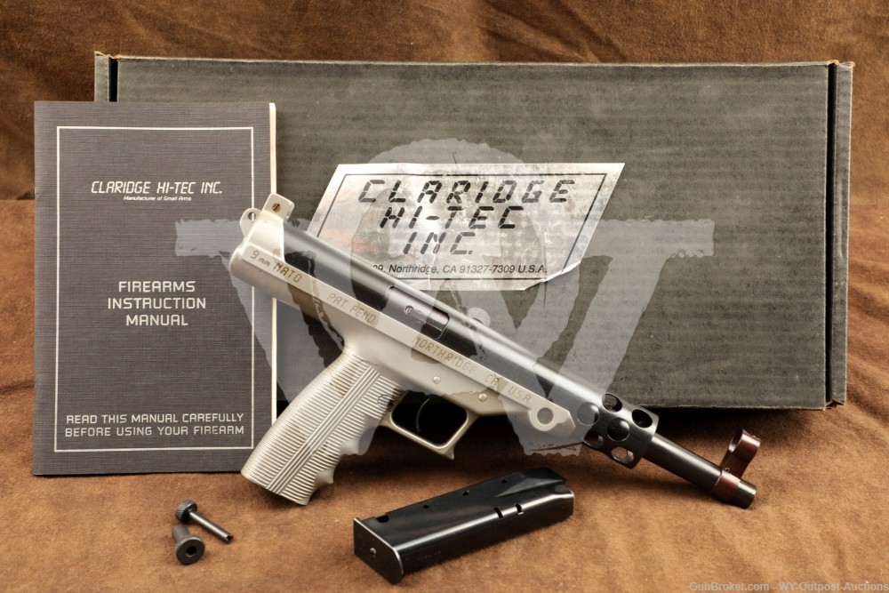 Claridge Hi-Tec L-9 9mm 7.5” Blowback Semi-Auto Pistol Factory Box