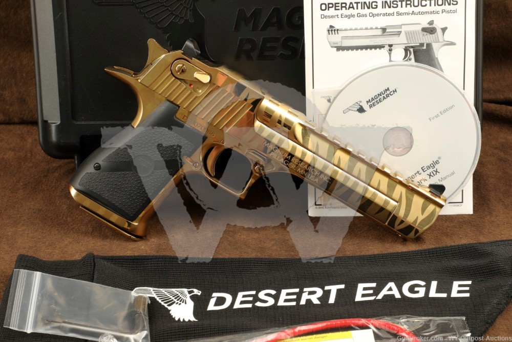Magnum Research Desert Eagle DE .44 Mag MK XIX Titanium Gold Tiger Stripe