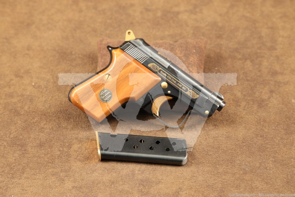 Beretta EL 950 BS Jetfire Engraved Gold Concealed Carry Pocket Pistol 25ACP