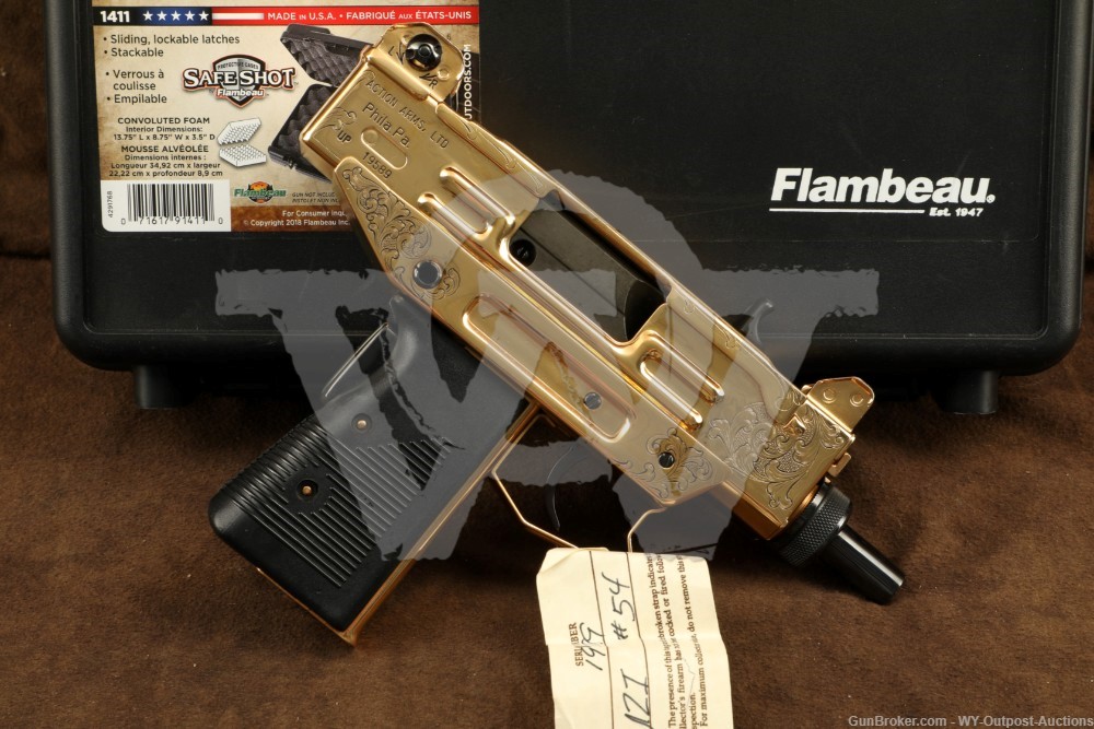 IMI-Israel Action Arms Mini Uzi Pistol 9mm Para 24k Gold Plated 1 of 100