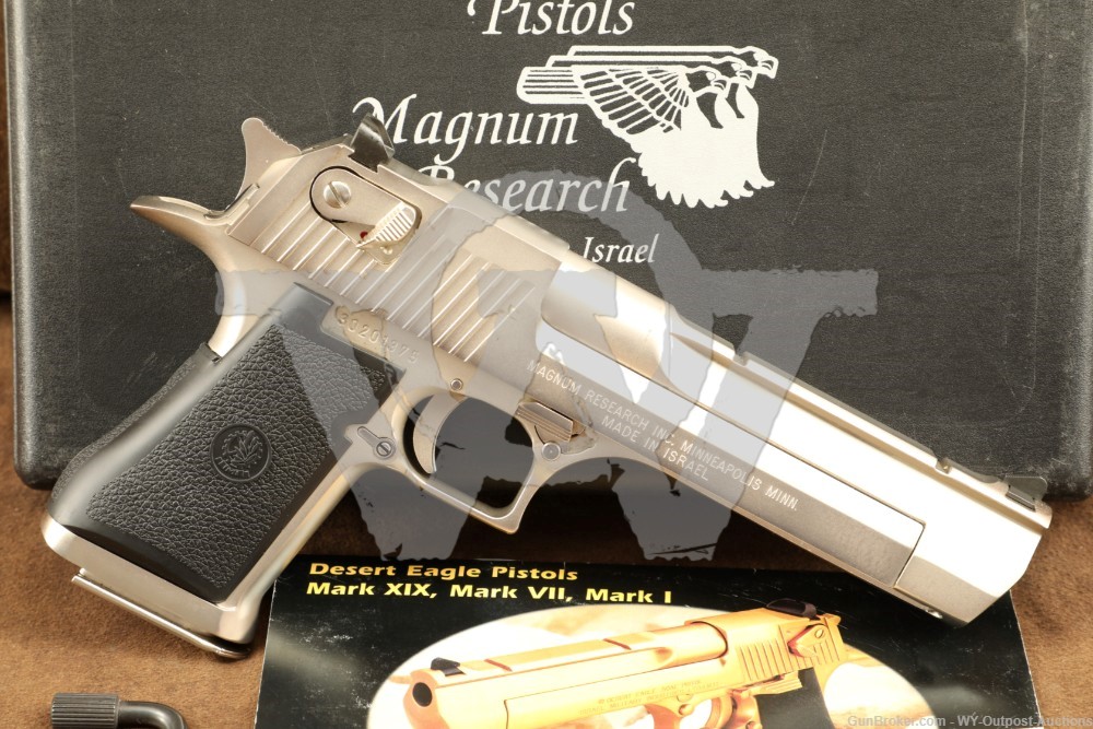 Magnum Research Desert Eagle Mark XIX Nickel .50AE Semi Auto Pistol w/ Case