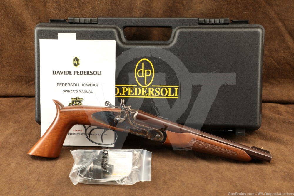 D.Pedersoli Howdah Vintage .45/410 10″ Double Barrel Pistol w/ Case 2019