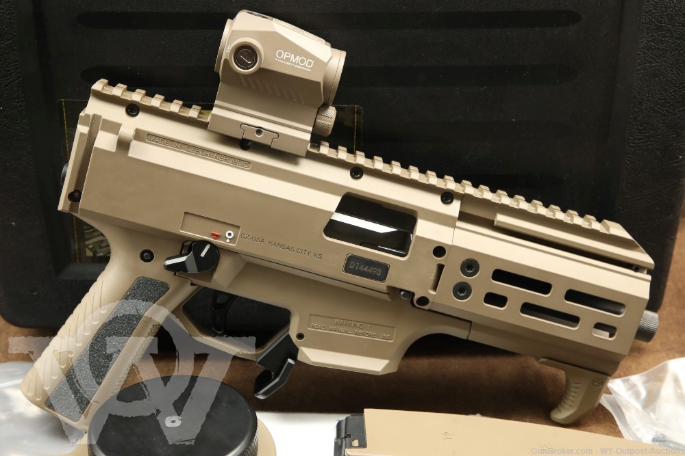 CZ Scorpion EVO 3 S1 9mm 5.5” Semi-Auto Pistol FDE, Drum Mag & ROMEO Sight