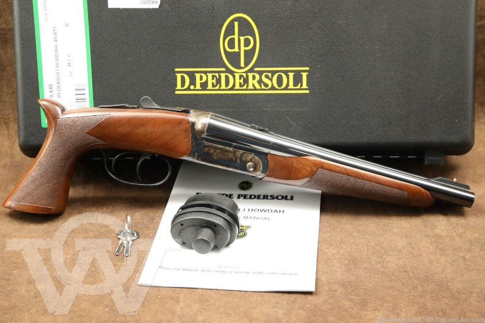 Pedersoli Howdah .45/410 10.25″ Double Barrel SXS Pistol w Case Italy 2022