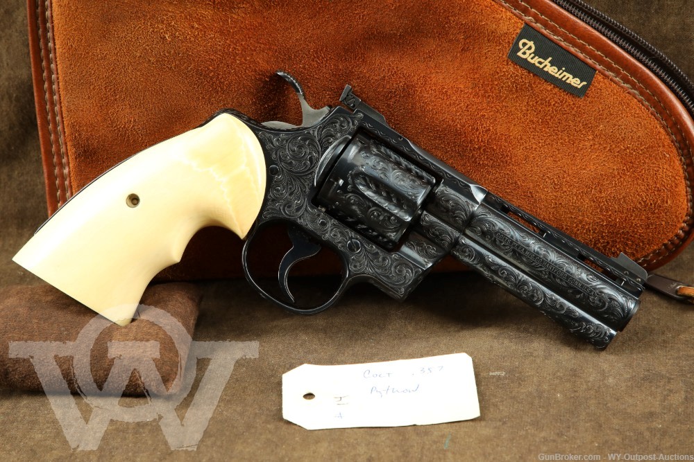 Colt Python Factory Class D Engraved Blue 4″ .357 Magnum Revolver, 1978