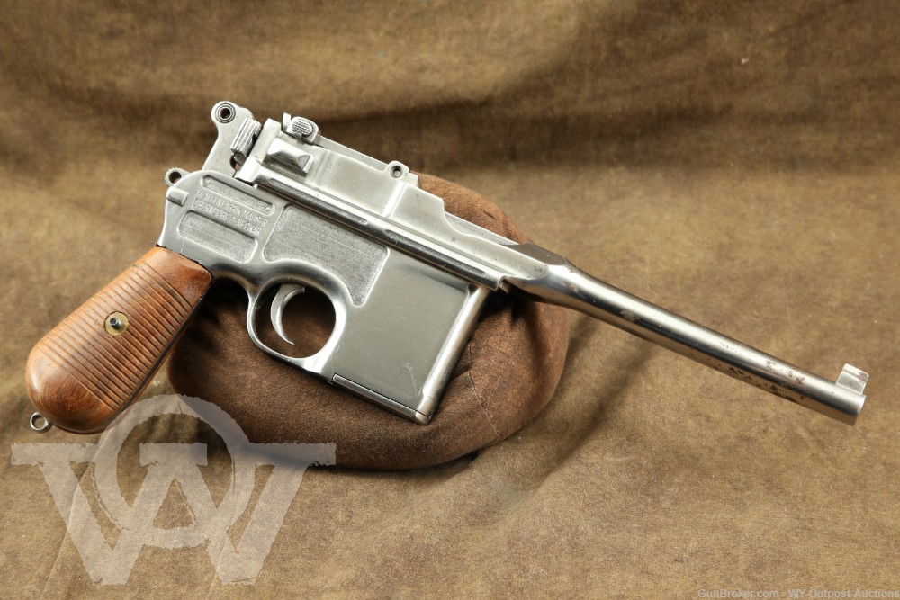 Model 1896 C96 Broomhandle .30 Mauser 7.63x25mm Semi-Auto Pistol Nickel