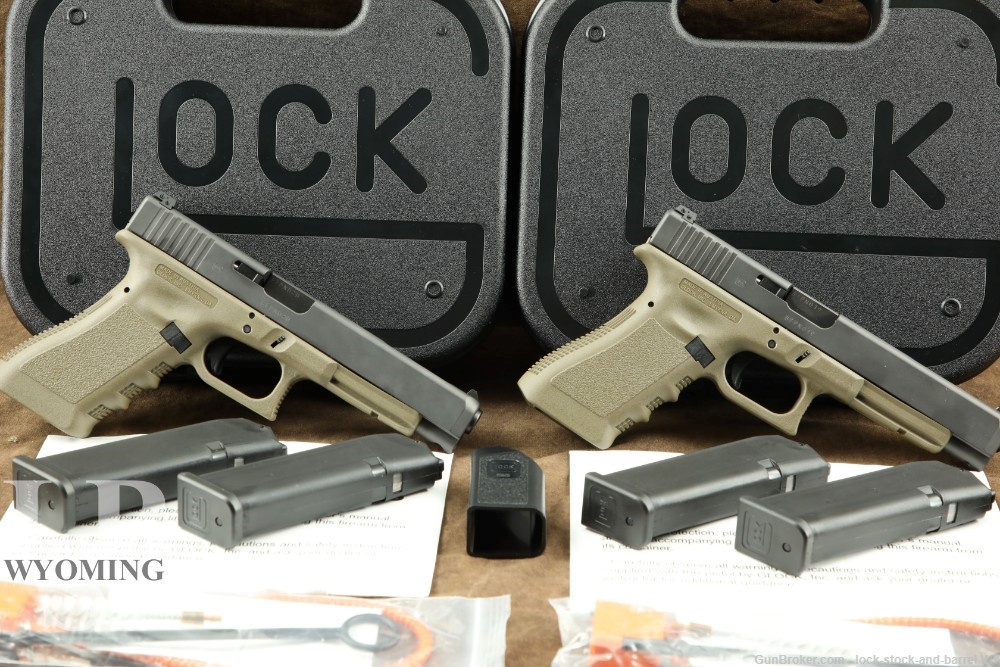 Consecutive Pair Glock 34 G34 True OD Green 9mm 5.3” Pistols Like New