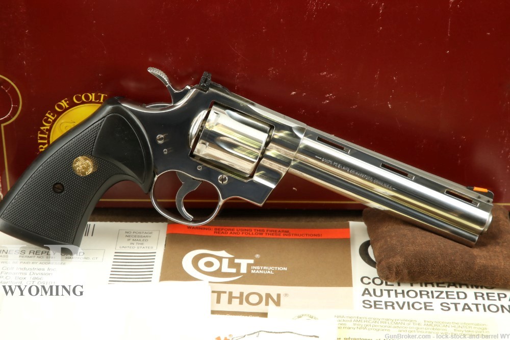 Colt Python Model I3061 Bright Stainless 6” .357 Magnum Revolver, MFD 1990