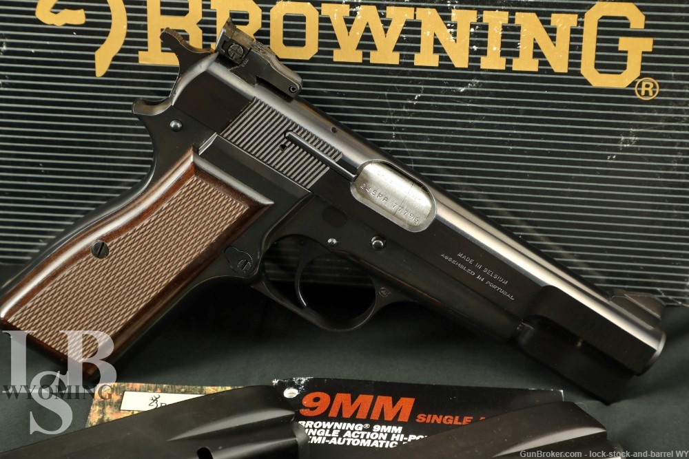 Browning Hi-Power Single Action 9mm 4.5” Semi Auto Pistol W/ Box, 1988