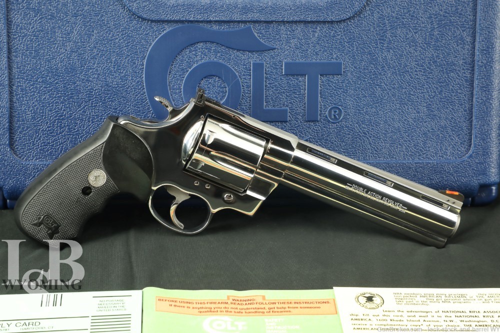 COLT Anaconda Model 6″ Bright Stainless .44 Magnum Revolver & Box, 1995