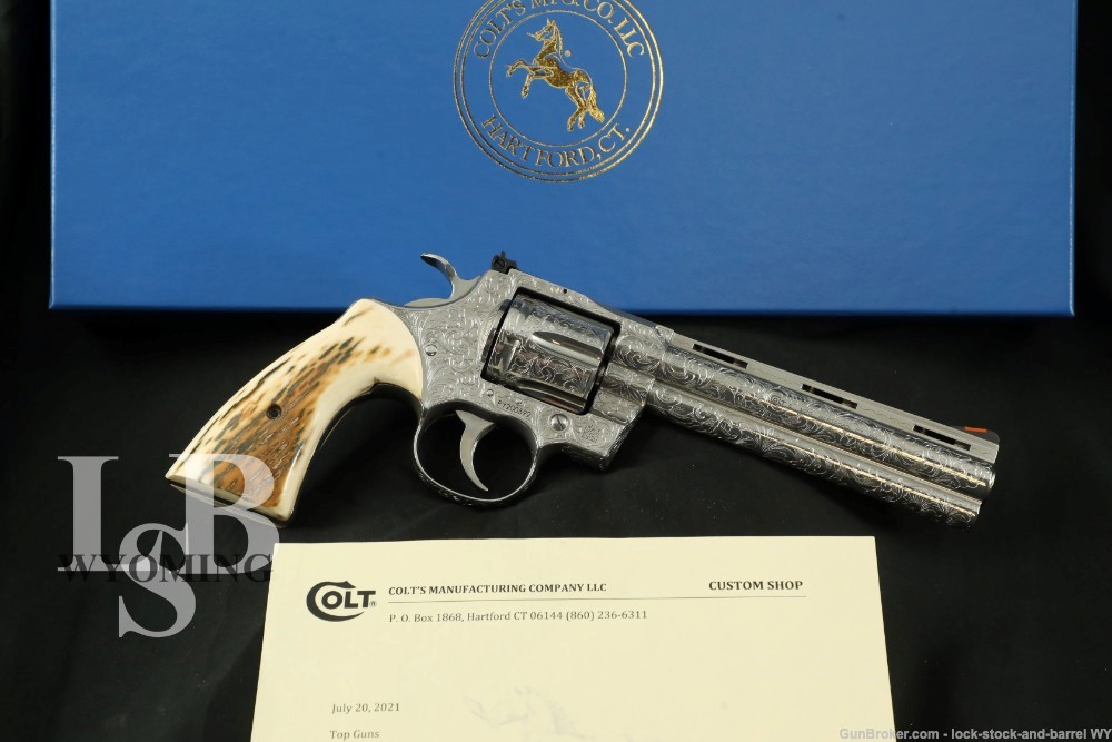 Factory D Engraved Colt Python Stainless .357 Magnum Revolver & Box, 2021