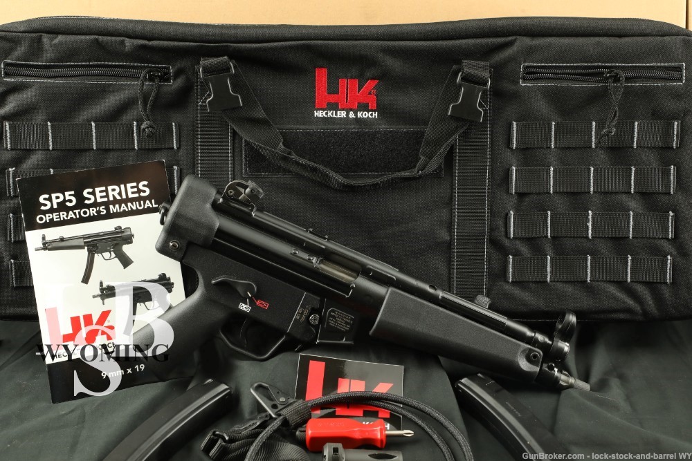 H&K Heckler & Koch SP5 9mm 8.5″ Semi-Auto Pistol w Factory Case, MP5 Clone