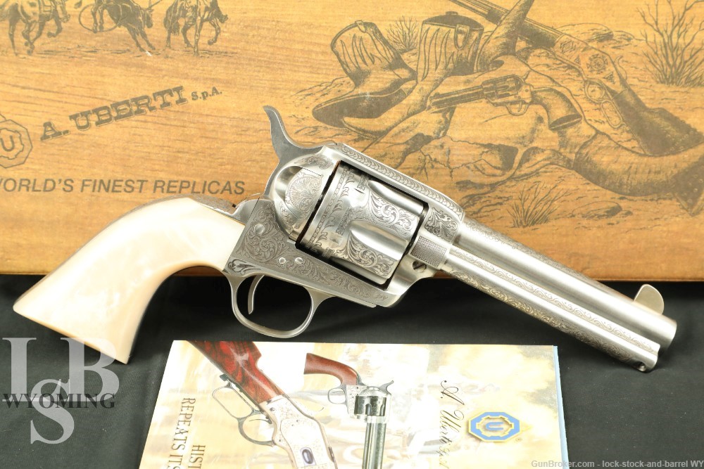 Uberti Stoeger Cattleman Engraved 1873 SAA 45 Colt 4.75” Stainless Revolver