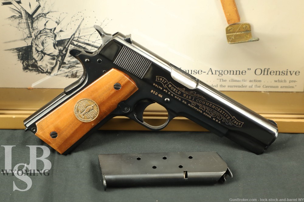 WWI Colt Commemorative Meuse Argonne 1911 .45 ACP 5″ Pistol, MFD 1969 C&R